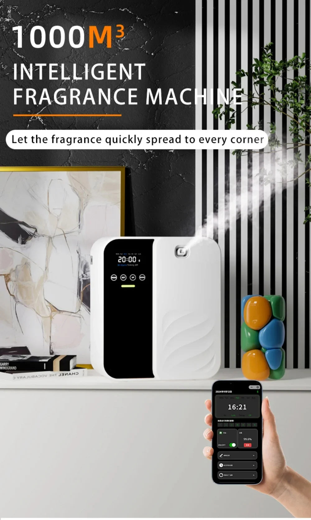 500ml Electric Aroma Diffuser – Waterless Scent Machine, Essential Oil Air Freshener for Home & Office (Covers up to 1000m³)