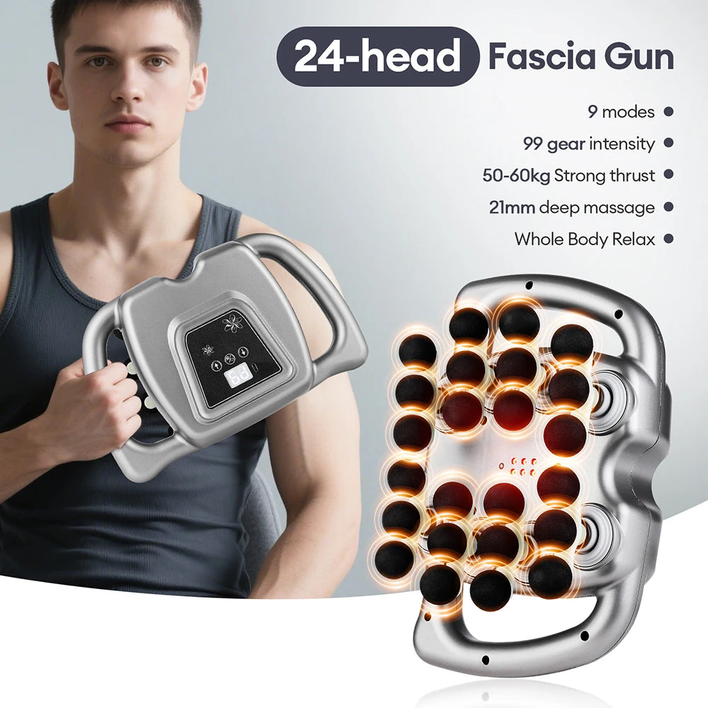 24-Head High-Frequency Massage Gun with 99 Speed Levels
