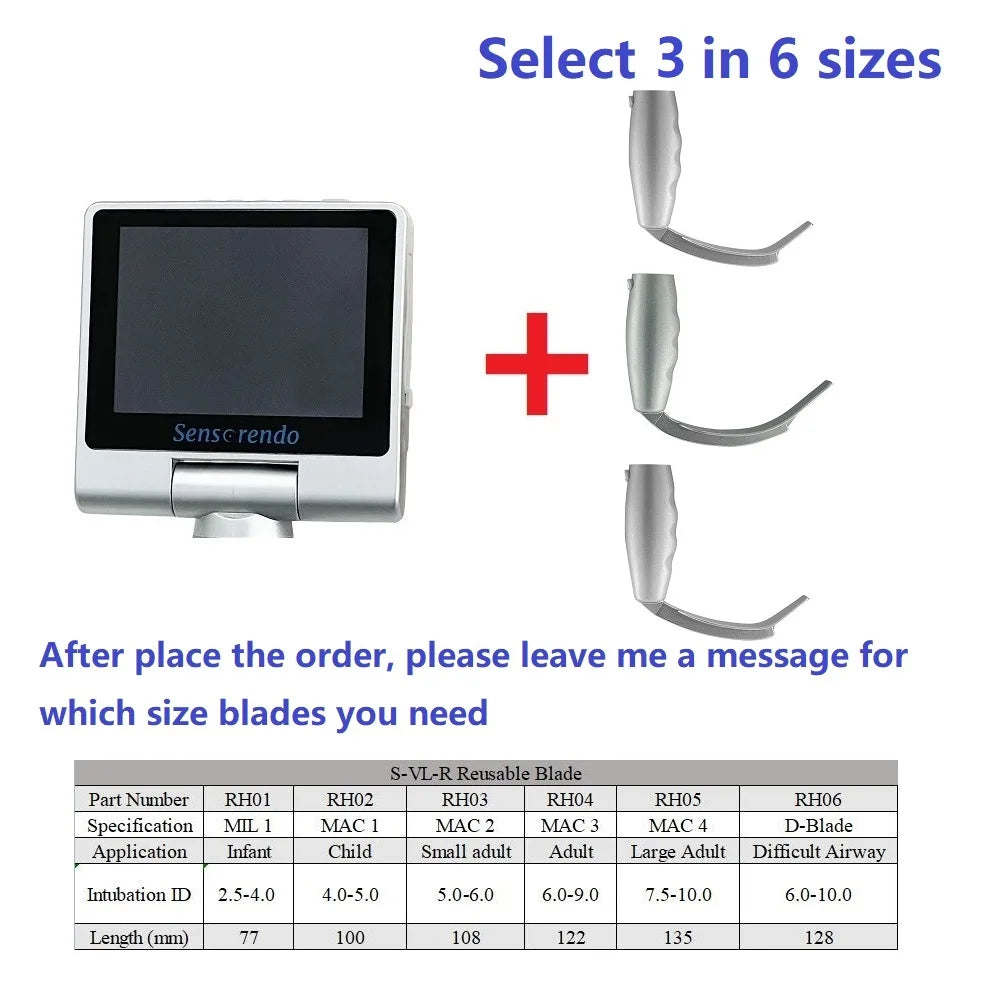 " Digital Video Laryngoscope – Touchscreen Anesthesia Scope with Reusable Blades