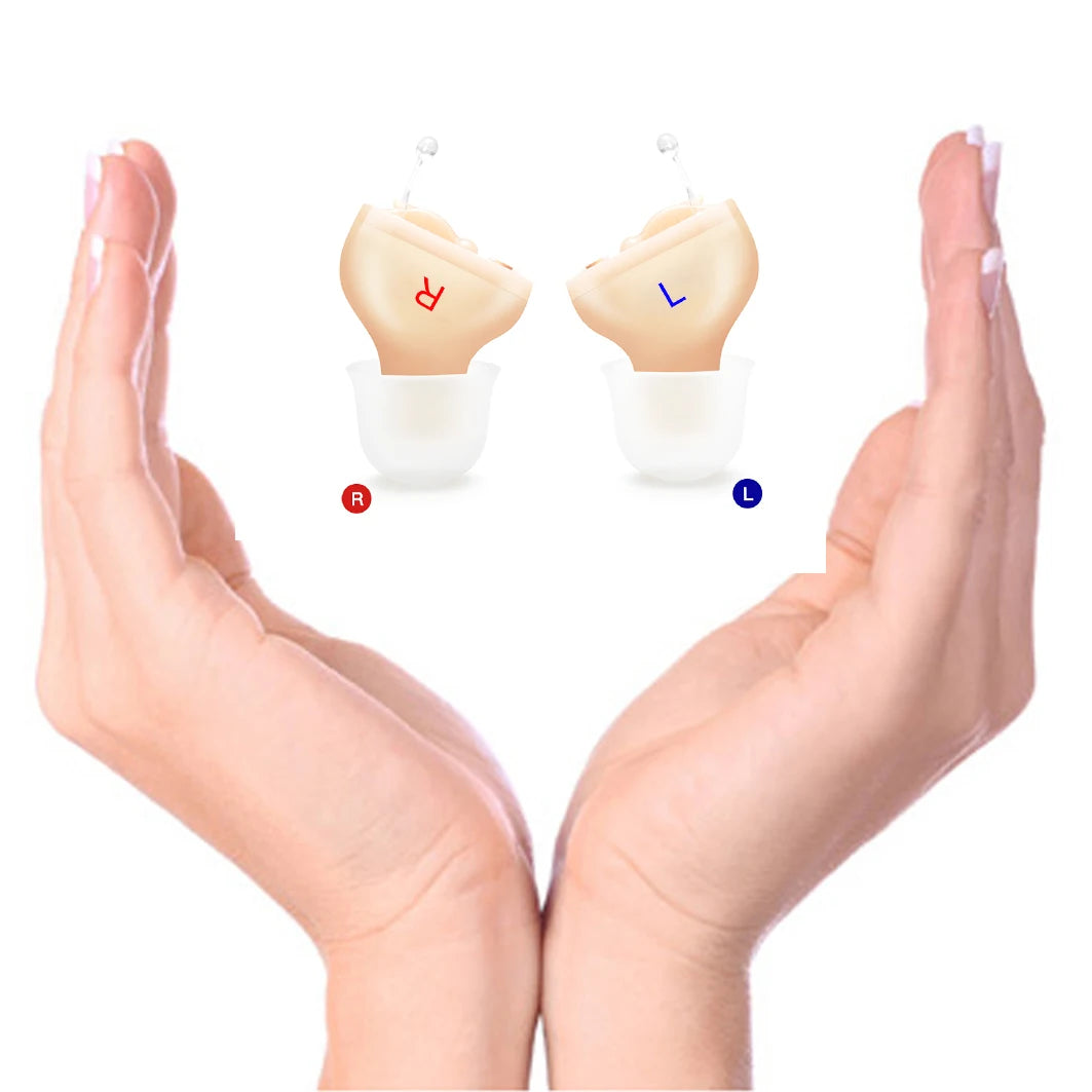 Premium CIC Hearing Aid Pair – Mini In-Ear Sound Amplifier with Portable Case