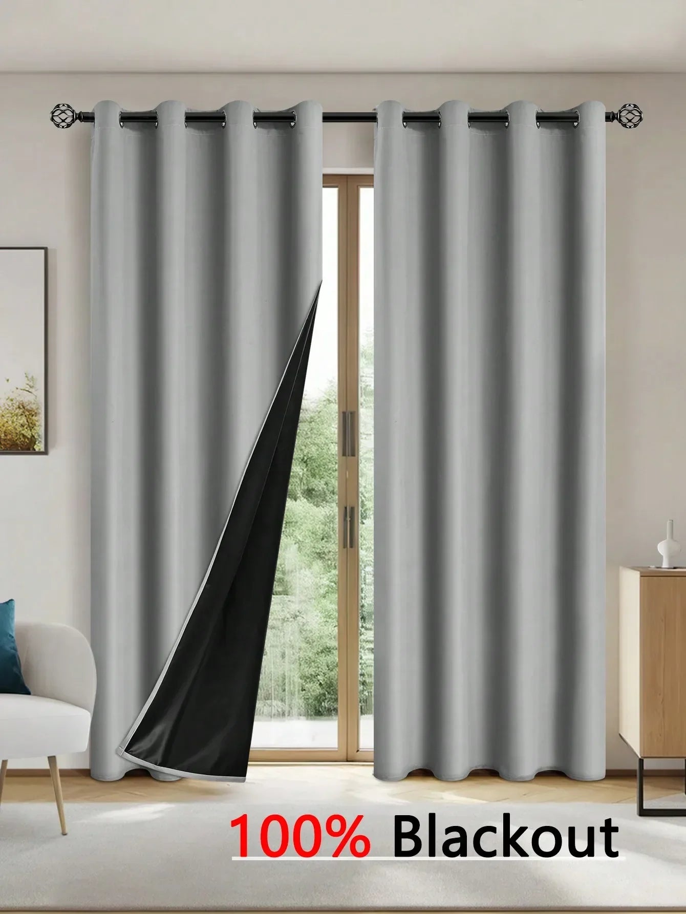 Solid Blackout Curtain with Grommets – Bedroom Privacy Drapes