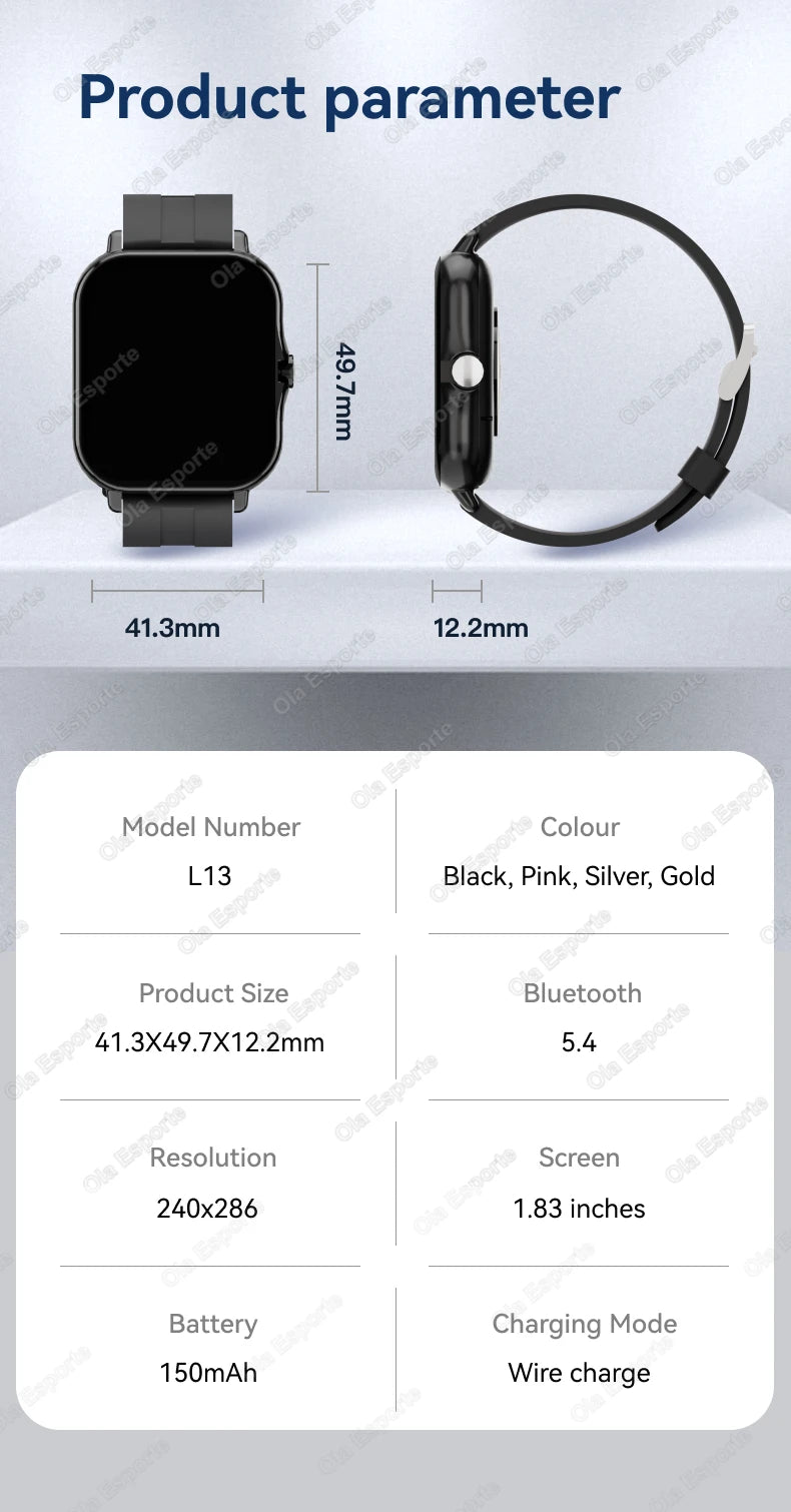 1.83" Waterproof Smartwatch with Call & Sleep Monitoring