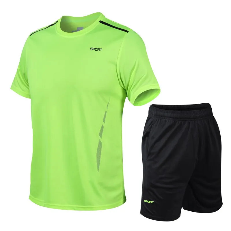 CHRLCK Men’s Quick-Dry Sports Set – Breathable T-Shirt & Shorts