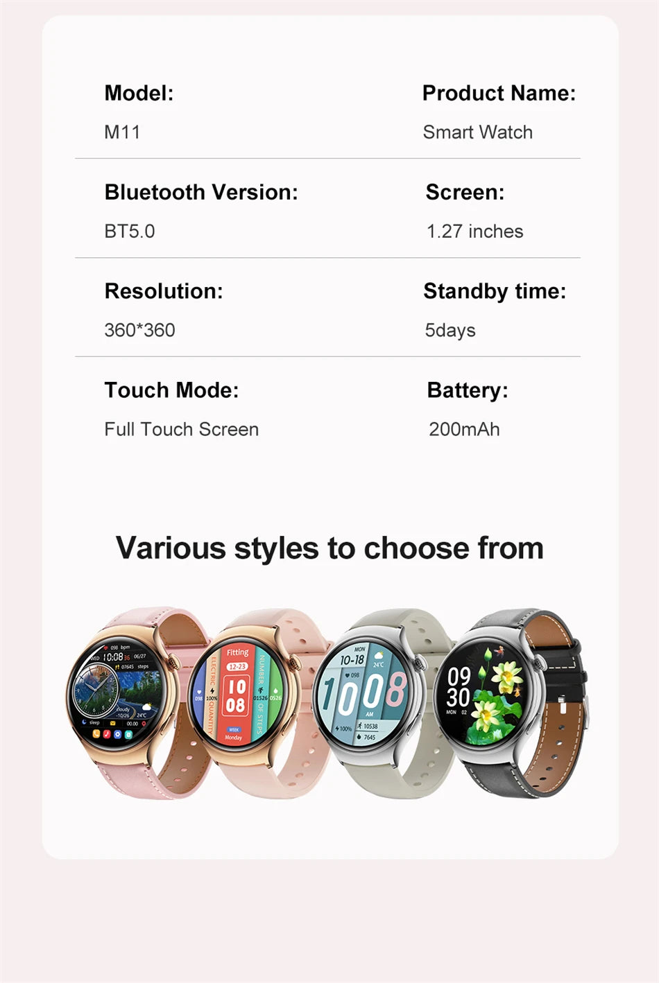 Women’s GPS Smartwatch with NFC, Bluetooth Call & Health Tracking