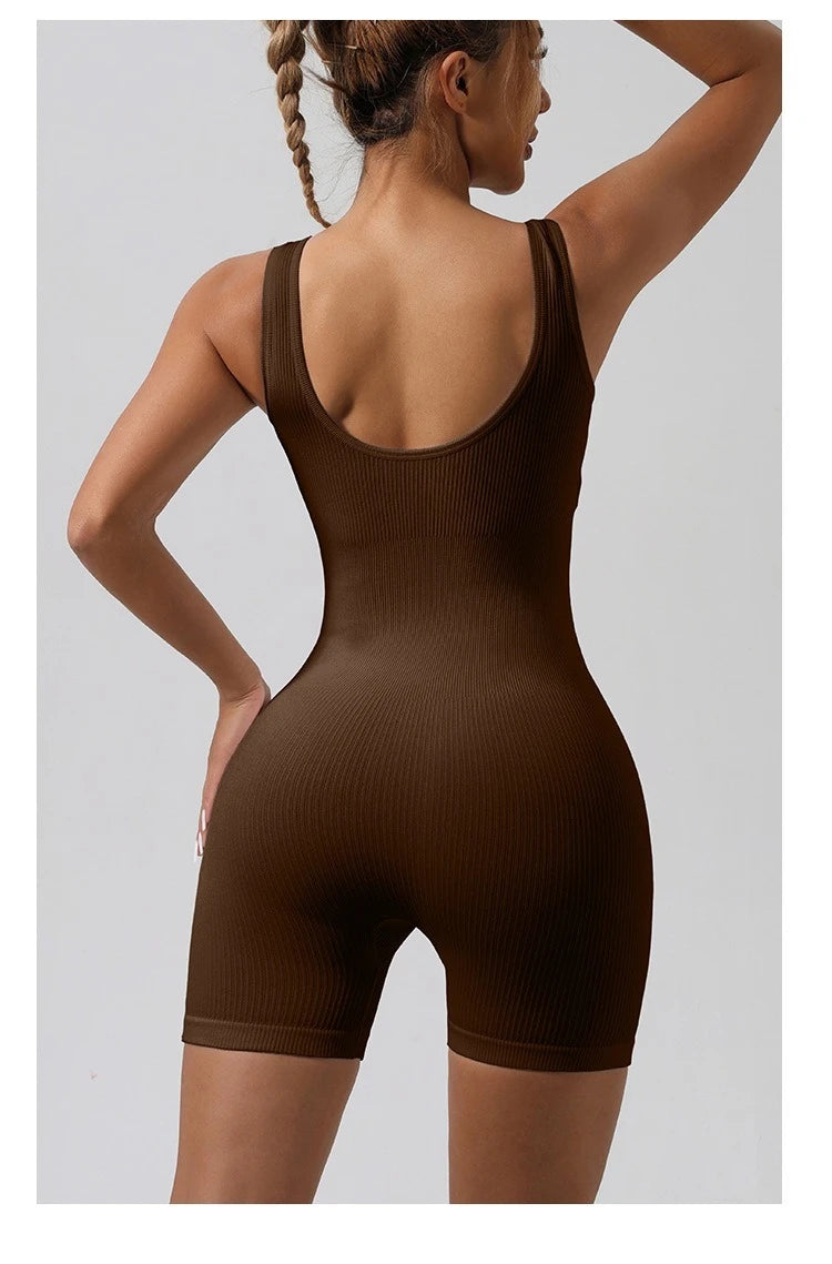 Seamless Tummy Control Bodysuit – Women’s Backless One-Piece Yoga Romper