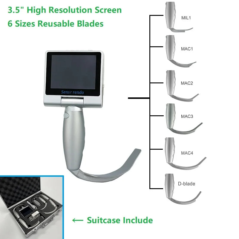 " Digital Video Laryngoscope – Touchscreen Anesthesia Scope with Reusable Blades