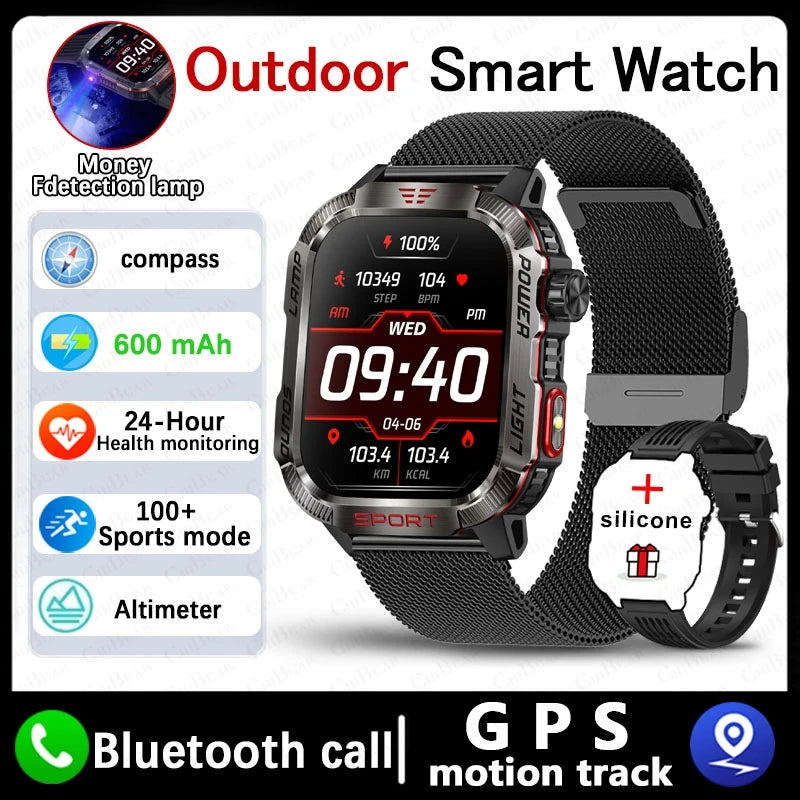 Men’s Military GPS Smartwatch – Outdoor Sport Tracker with Compass & Flashlight