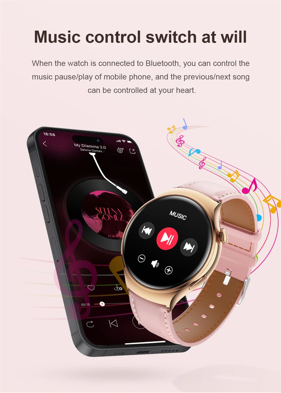 Women’s GPS Smartwatch with NFC, Bluetooth Call & Health Tracking