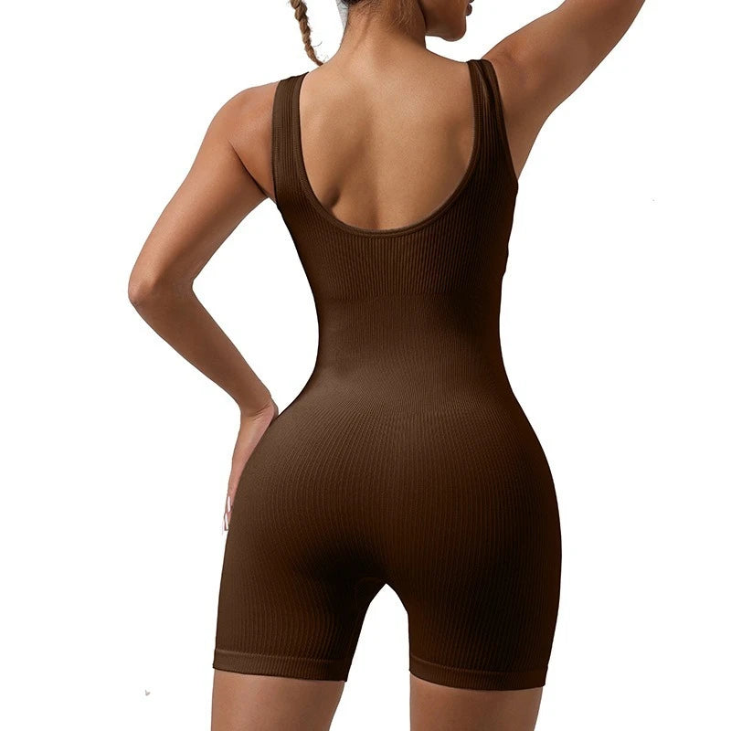 Seamless Tummy Control Bodysuit – Women’s Backless One-Piece Yoga Romper