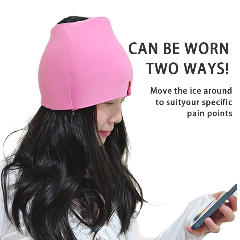 Gel Ice Headache Relief Hat – Cold Compress Therapy Cap & Eye Mask for Migraine, Stress & Pain Relief