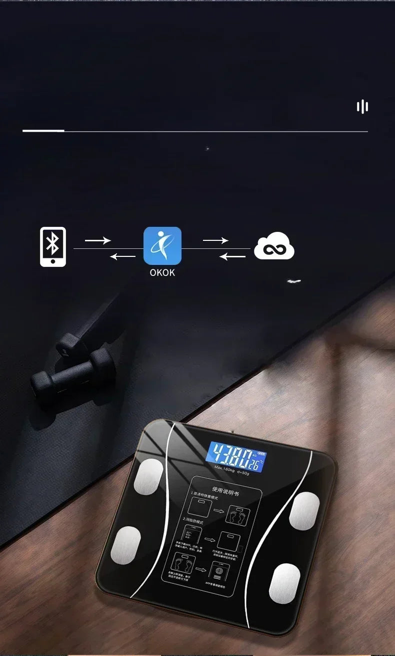 Bluetooth Body Fat Scale – Smart Digital Weight Scale with USB Charging