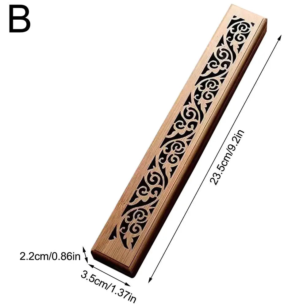 Natural Bamboo Incense Burner Box with Storage & Aromatherapy Plate