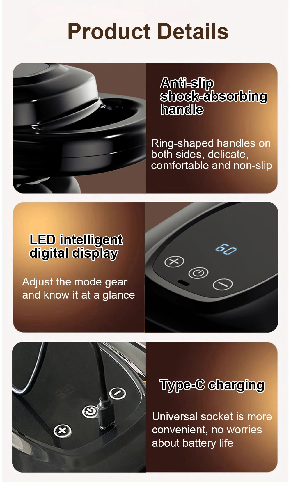 ascia Gun – 6-Head Deep Tissue Massager with 14mm High-Frequency Vibration, Wireless Body Relaxation Tool