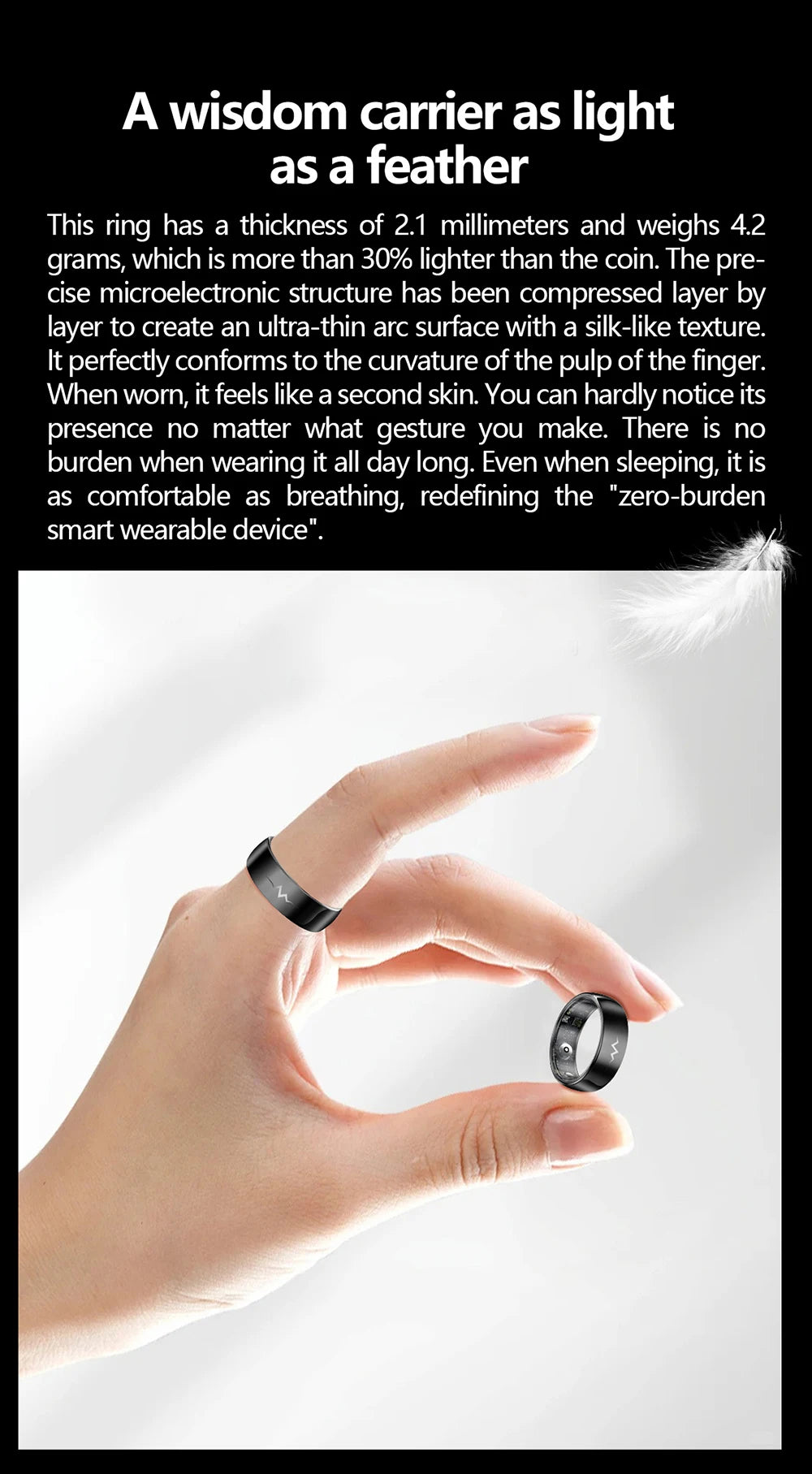 High-End Smart Ring – ECG, Blood Oxygen, Heart Rate & Blood Pressure Monitor with Sleep Tracking, 5ATM Waterproof, Multi-Sport Modes