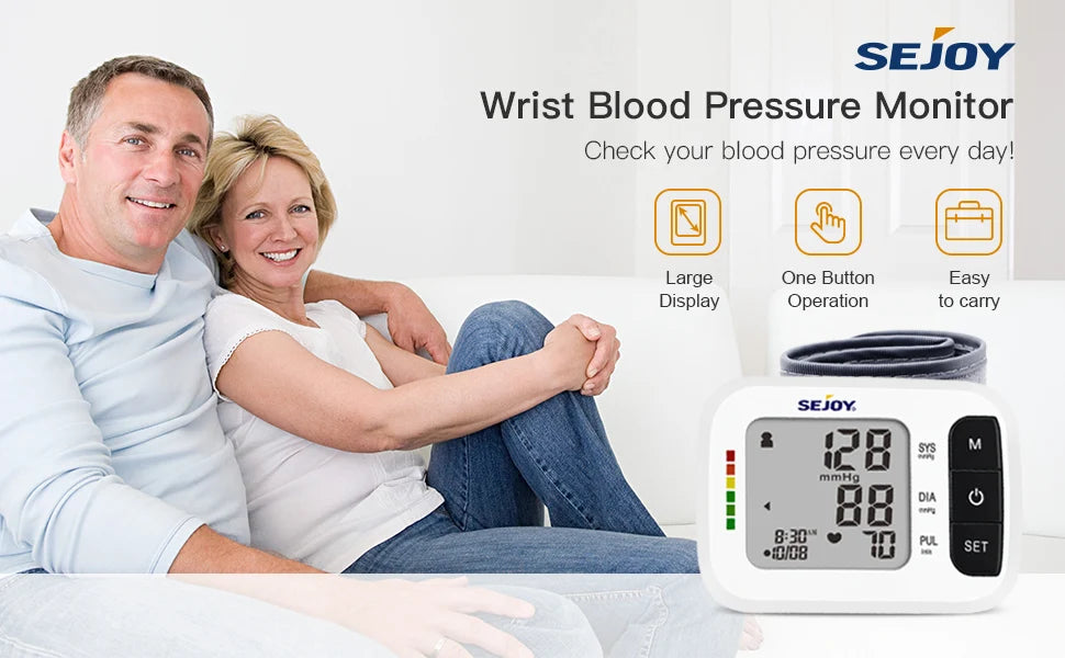 SEJOY Wrist Blood Pressure Monitor – Automatic Cuff with Heartbeat Detection