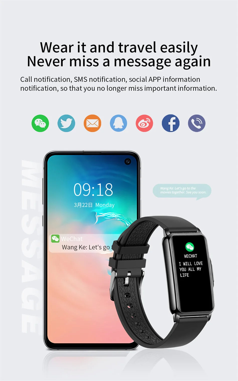 Smart Bracelet Watch – Android iOS Compatible, Waterproof Fitness Tracker with Heart Rate Monitor & 20+ Sports Modes, Gift for Men & Women