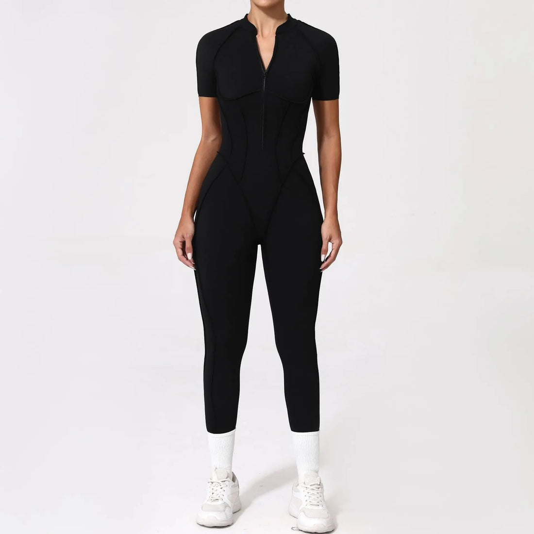 Seamless Yoga Jumpsuit – Women’s Backless Hip-Lifting One-Piece Fitness Bodysuit with Zipper for Gym & Workout