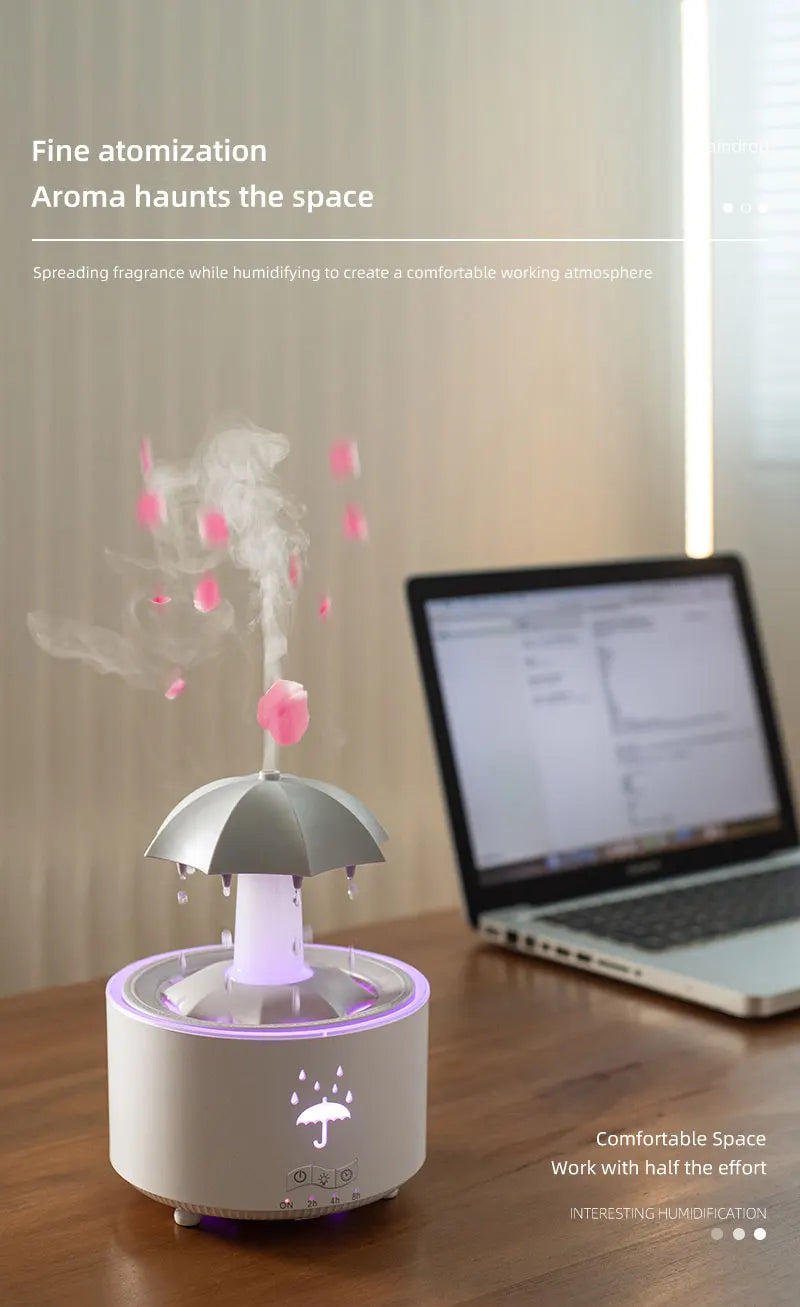 Cloud Rain Humidifier – Raindrop Aroma Diffuser with Remote & Night Light