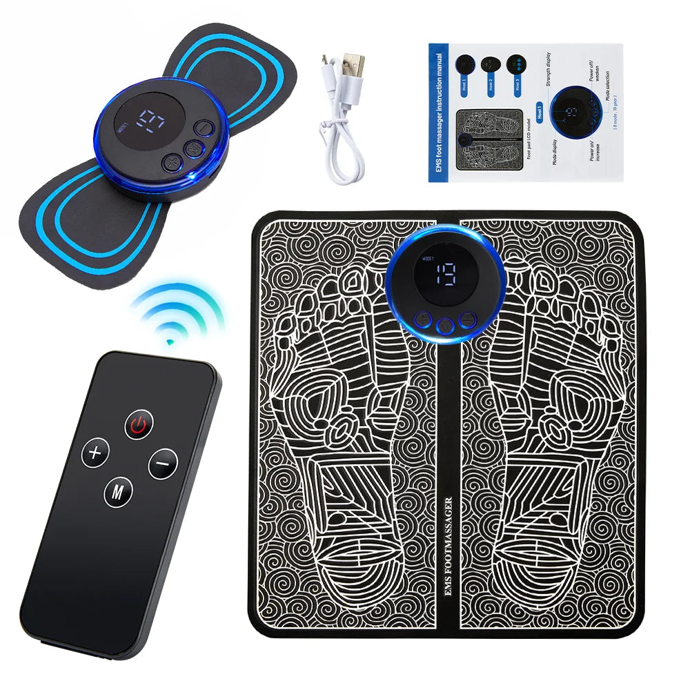 Electric EMS Foot Massager Pad – Foldable Muscle Stimulating Mat for Pain Relief & Relaxation
