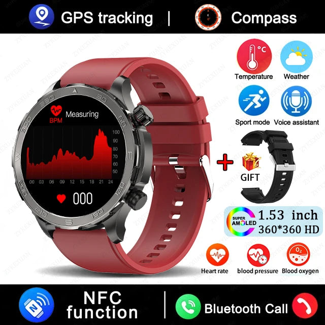 2025 Bluetooth Call Smart Watch Men AMOLED NFC GPS IP68