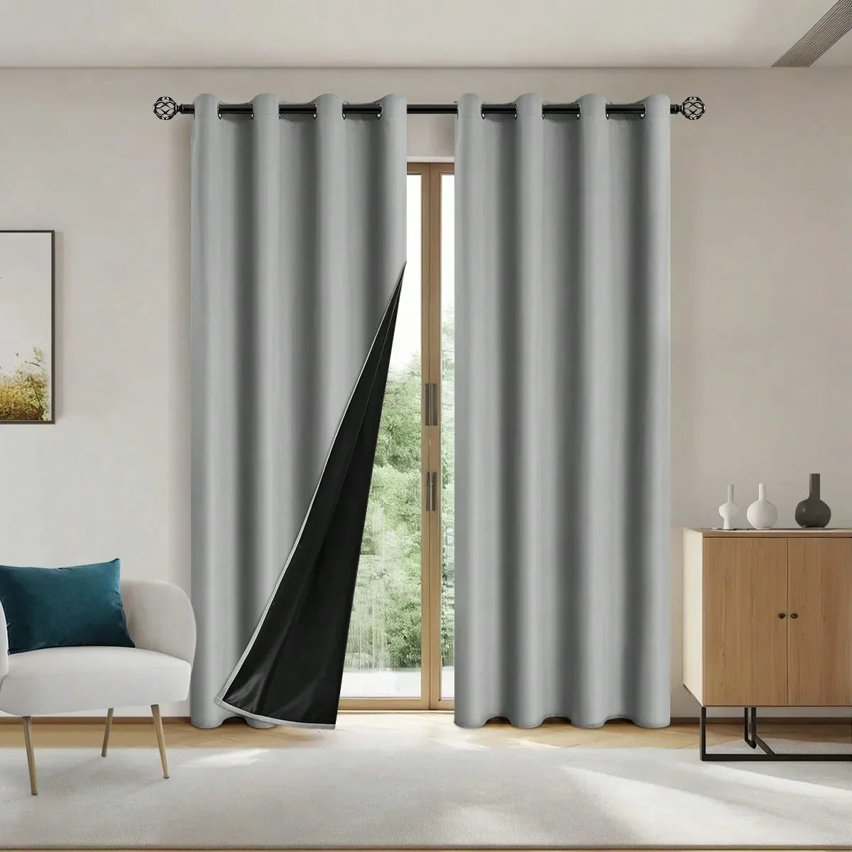 Solid Blackout Curtain with Grommets – Bedroom Privacy Drapes