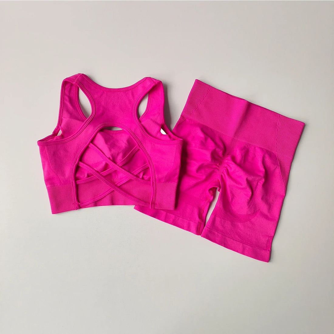 2PCS Seamless Yoga Set – Sports Bra & High Waist Shorts