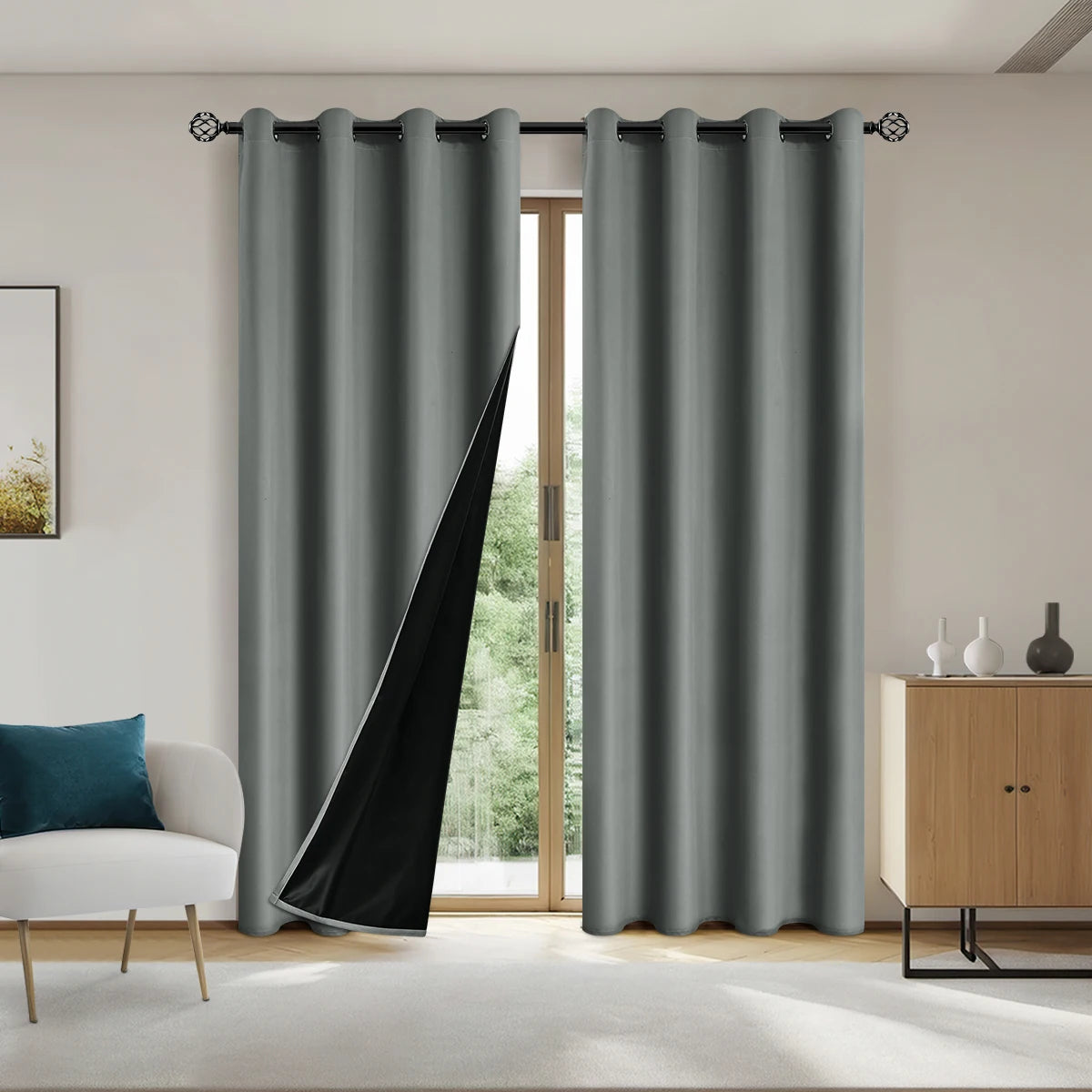 Solid Blackout Curtain with Grommets – Bedroom Privacy Drapes