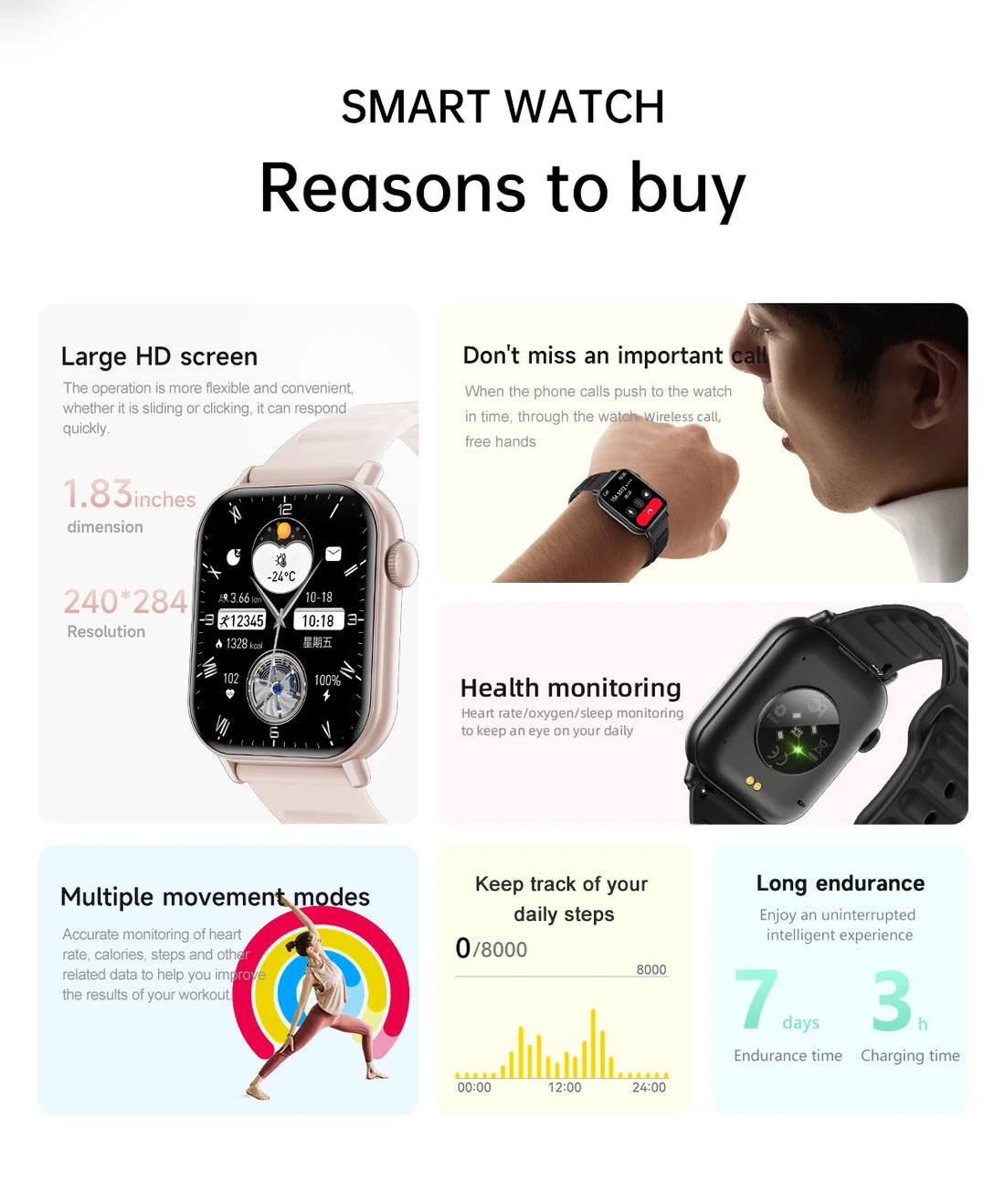 LIGE 2025 Smartwatch 1.83" HD Screen, BT Call, Health & Fitness Tracker