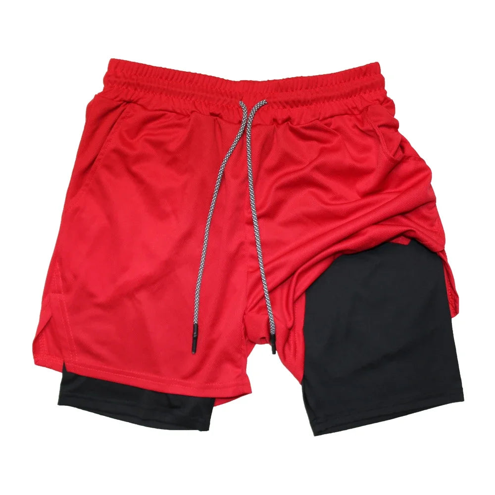 Men’s 2-in-1 Double Layer Gym Shorts – Quick-Dry Workout & Running Shorts
