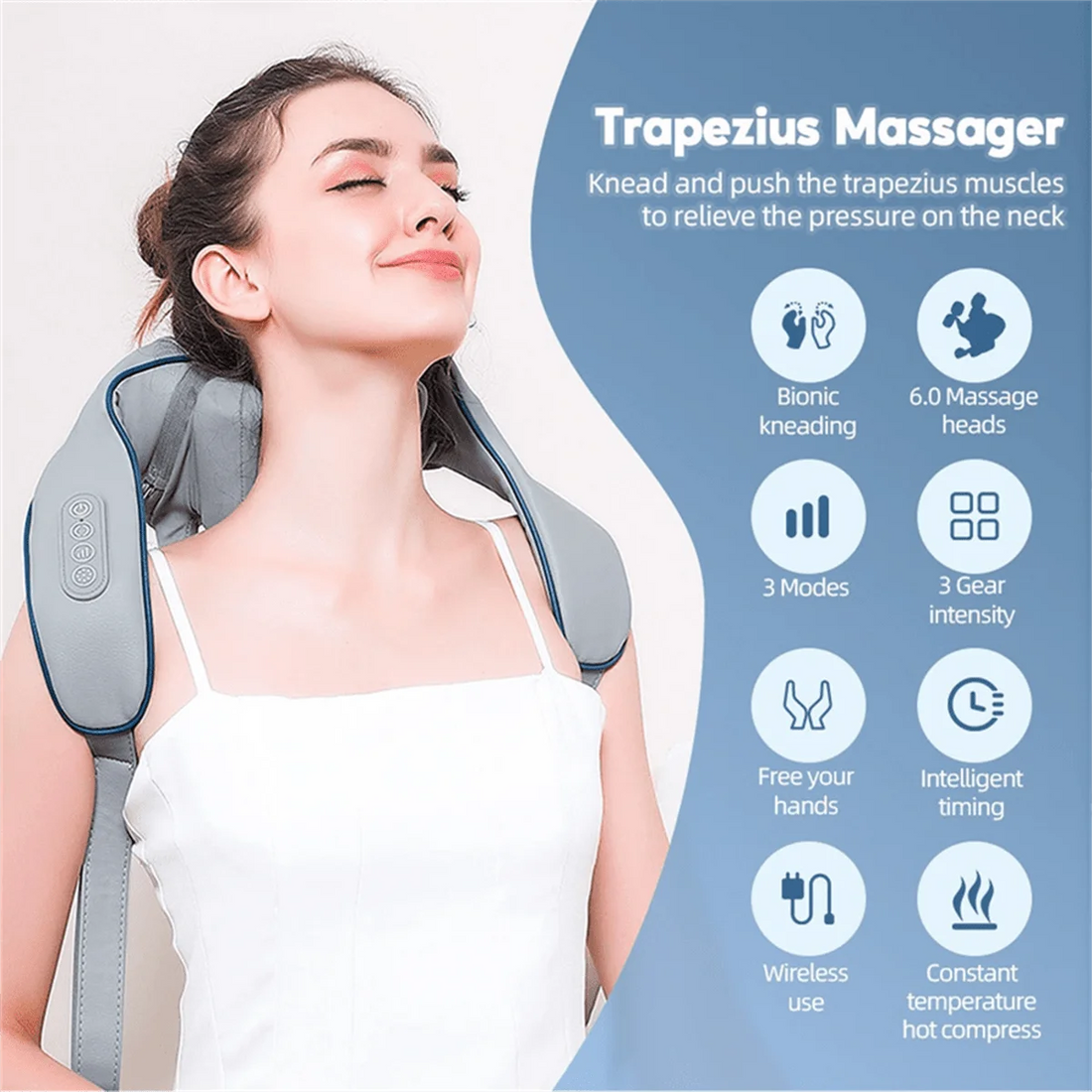 3D Kneading Electric Neck Massager – Deep Tissue Pillow for Neck, Back & Legs
