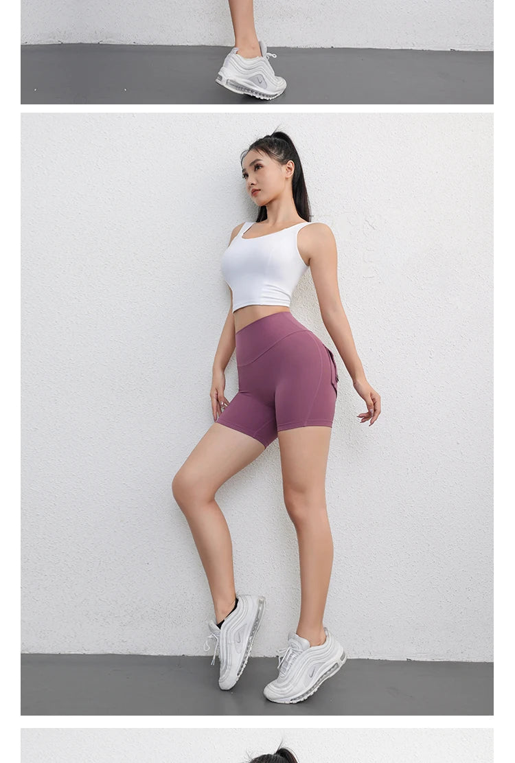 Women's Peach Lift Fitness Shorts – Pocket Yoga Three-Quarter Pants