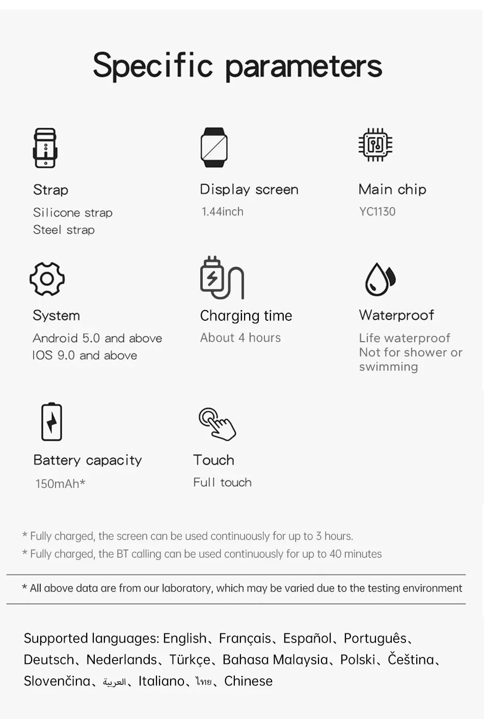 Smartwatch with Bluetooth Call, Health Monitoring, 1.44" Color Screen