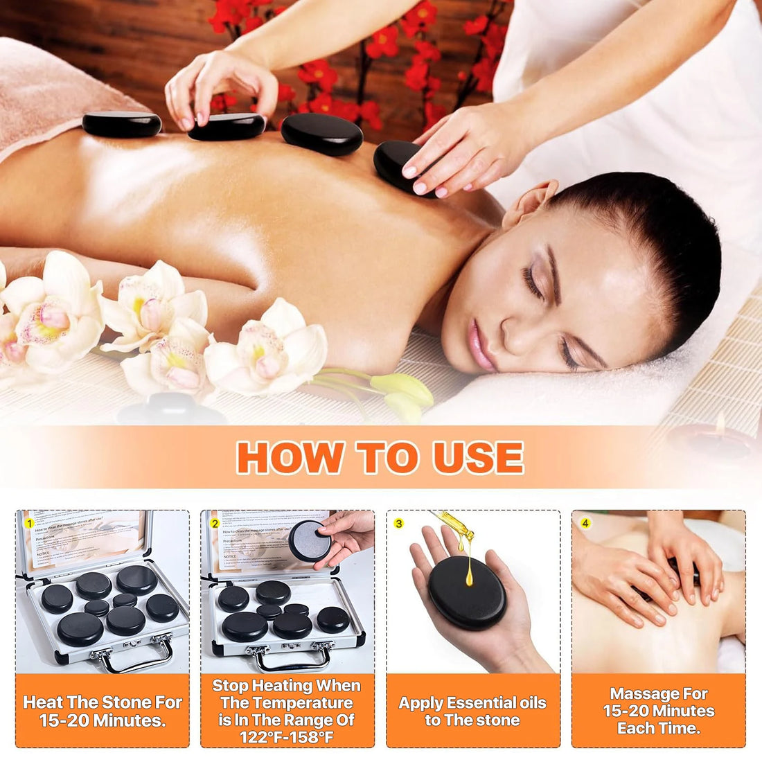 Hot Stone Massage Set – 10 Piece Professional Spa Massage Tools for Relaxation & Therapy