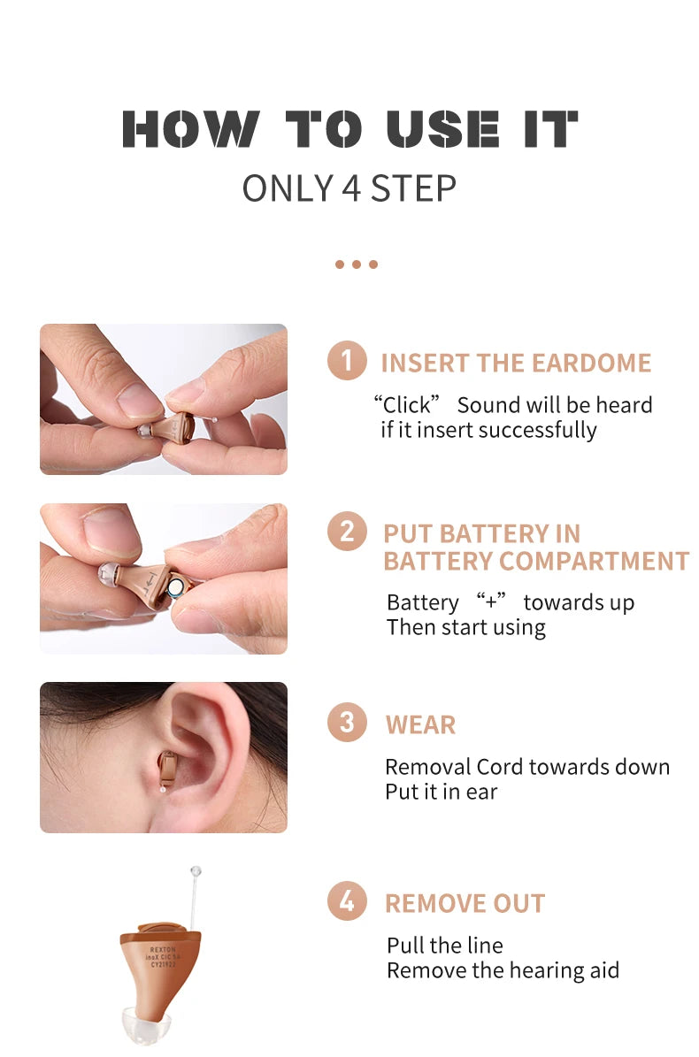 Rexton InoX 5A Invisible ITC CIC Digital Hearing Aid with App Control, 8 Channels