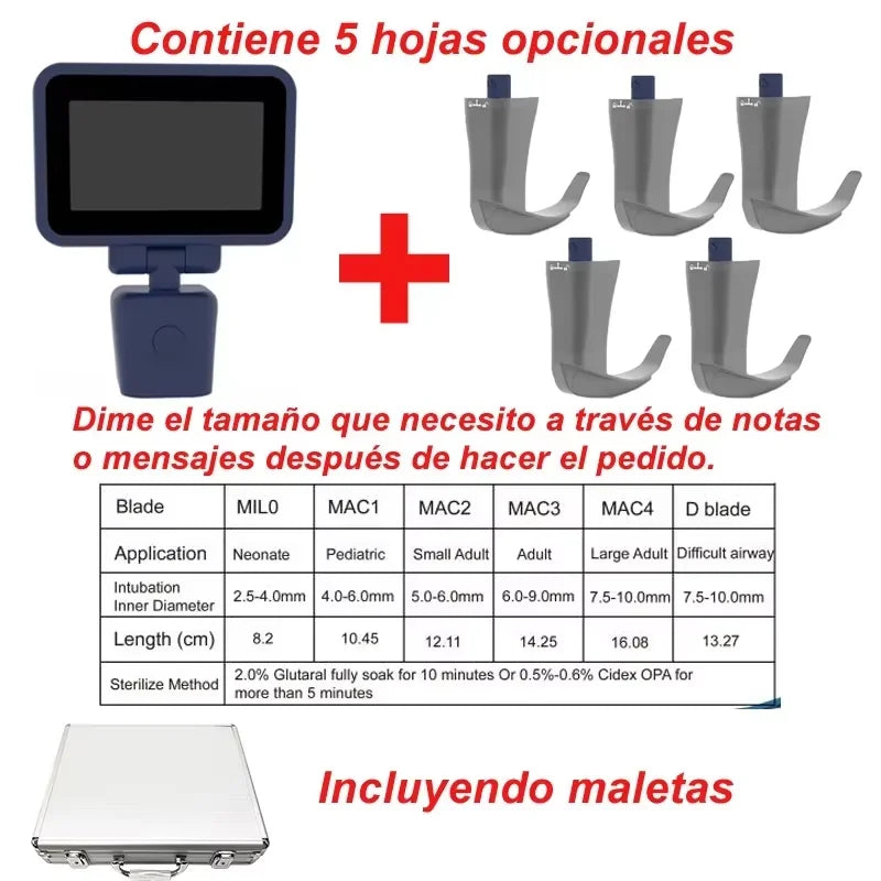 3.5" Video Laryngoscope – Digital Color Scope with Reusable Sterilizable Blades
