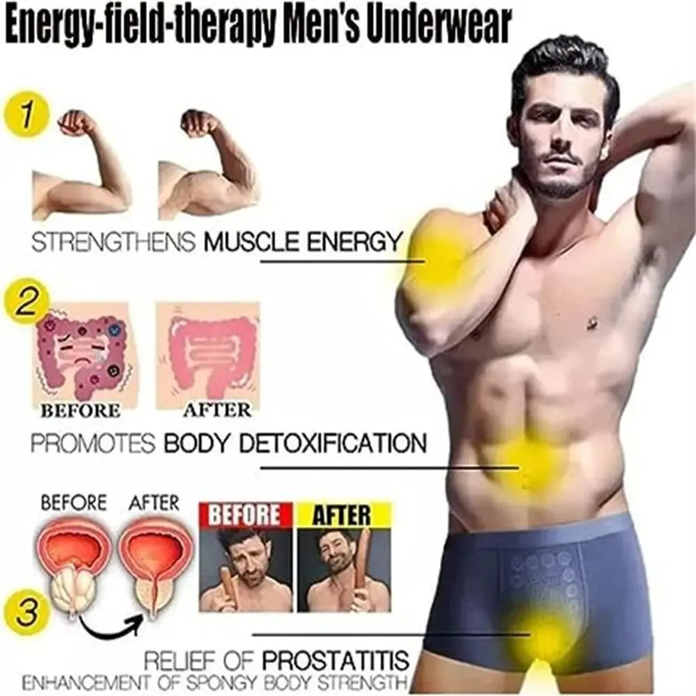 Energy Field Therapy Men’s Underwear – Breathable Magnetic Therapy Slim Briefs, Elastic Polyester Fibre