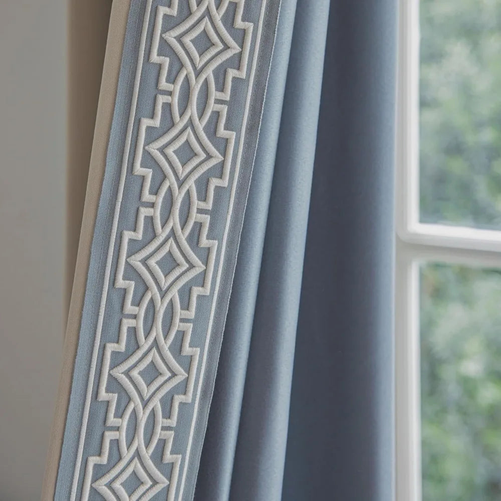 Cream Cotton Blend Pinch Pleat Blackout Curtains – Trimmed Set