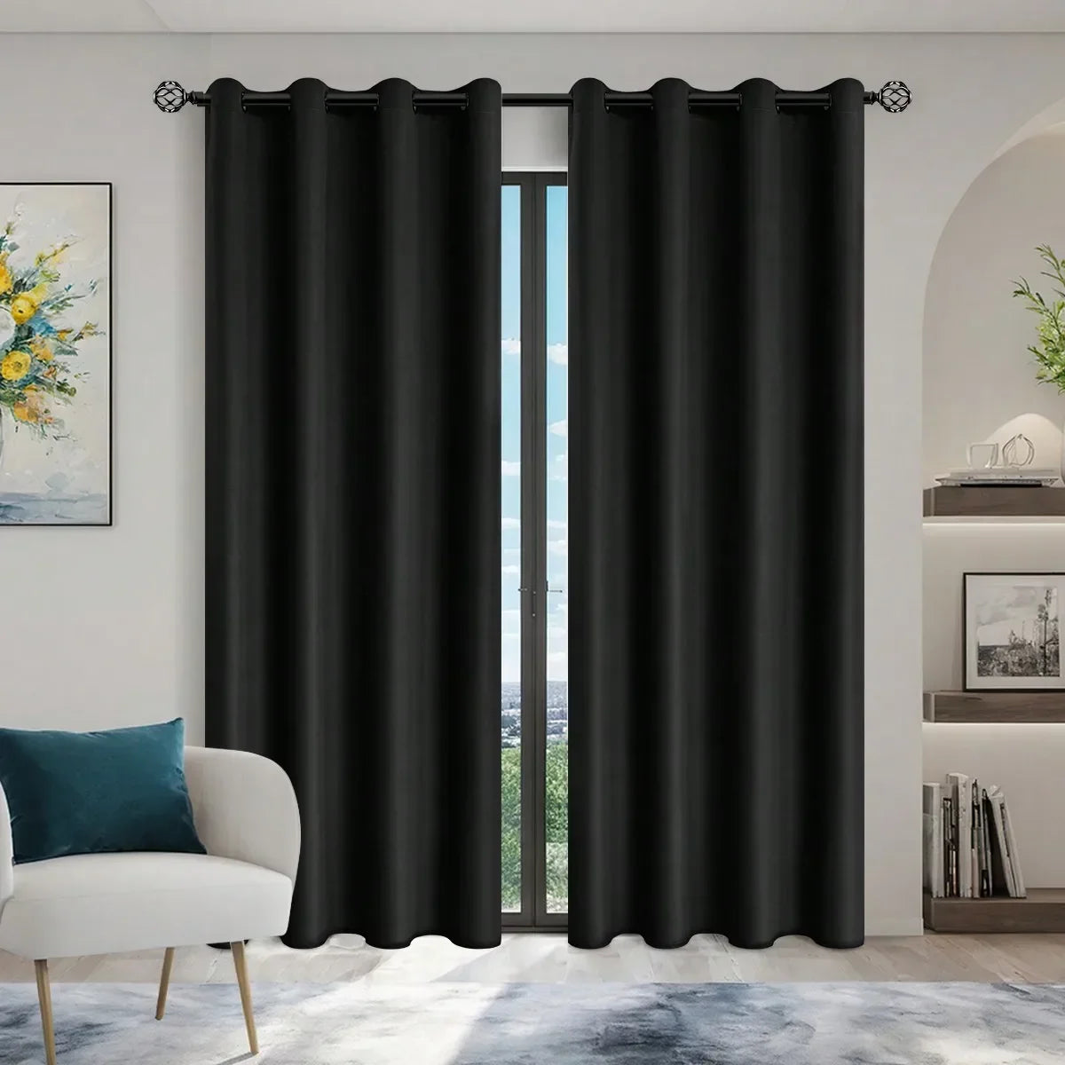 Solid Blackout Curtain with Grommets – Bedroom Privacy Drapes