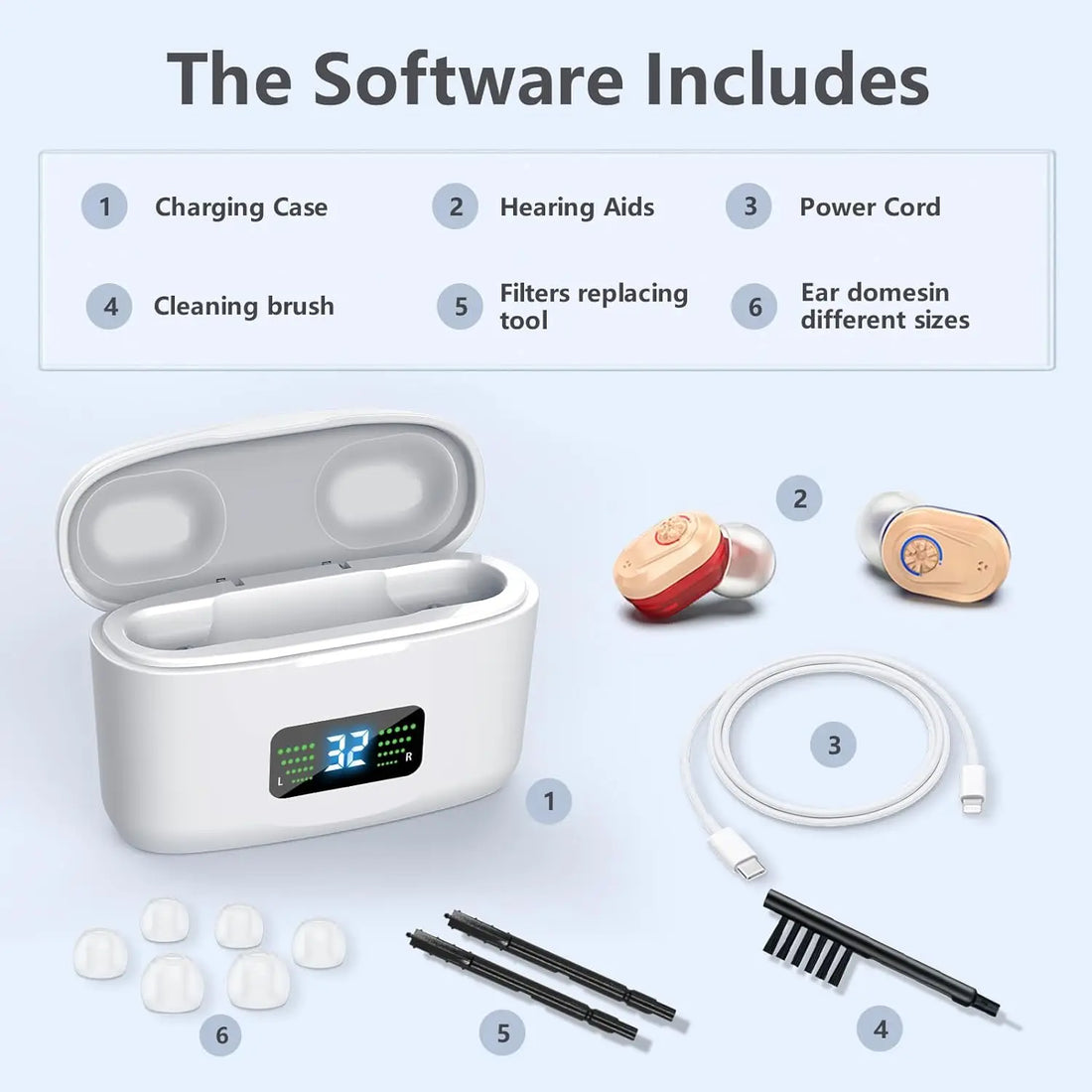 Wireless Mini Hearing Aid for Seniors – HD Digital Noise-Cancelling Ear Device with Charging Box