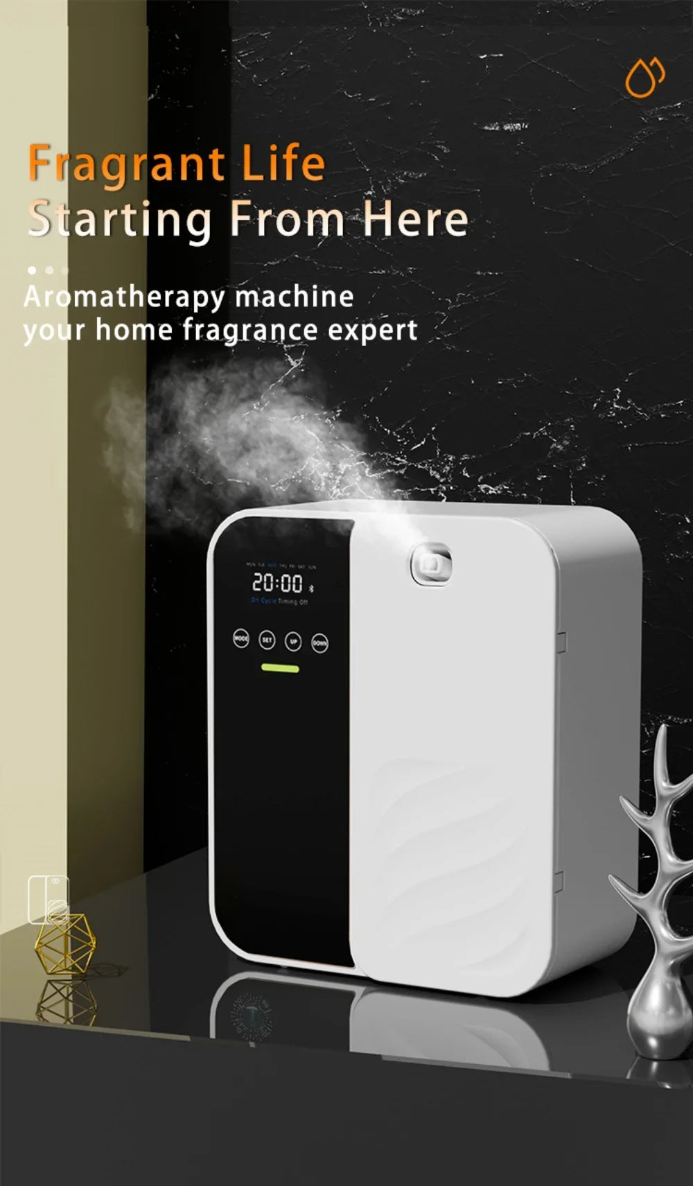 500ml Electric Aroma Diffuser – Waterless Scent Machine, Essential Oil Air Freshener for Home & Office (Covers up to 1000m³)
