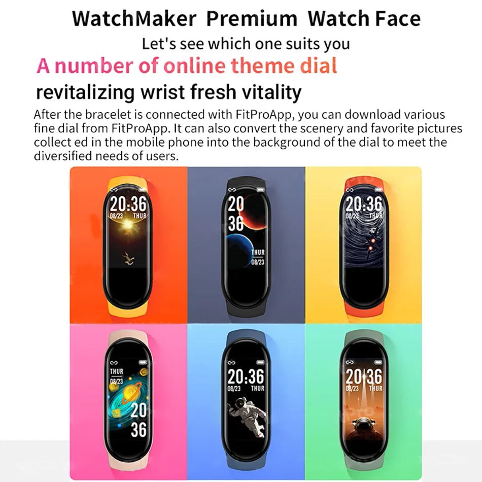 M6 Smart Watch – Waterproof Fitness Tracker with Heart & BP Monitor