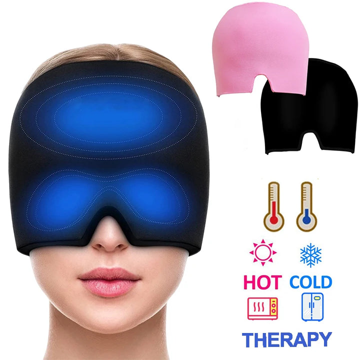 Gel Ice Headache Relief Hat – Cold Compress Therapy Cap & Eye Mask for Migraine, Stress & Pain Relief