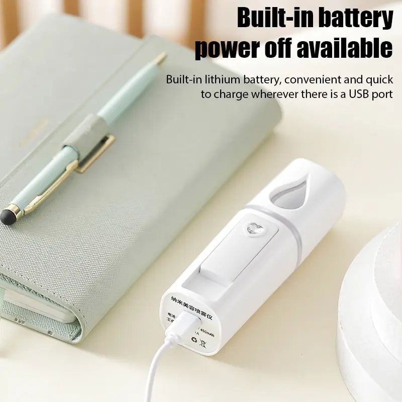 Mini Nano Mist Sprayer – USB Rechargeable Facial Humidifier & Steamer