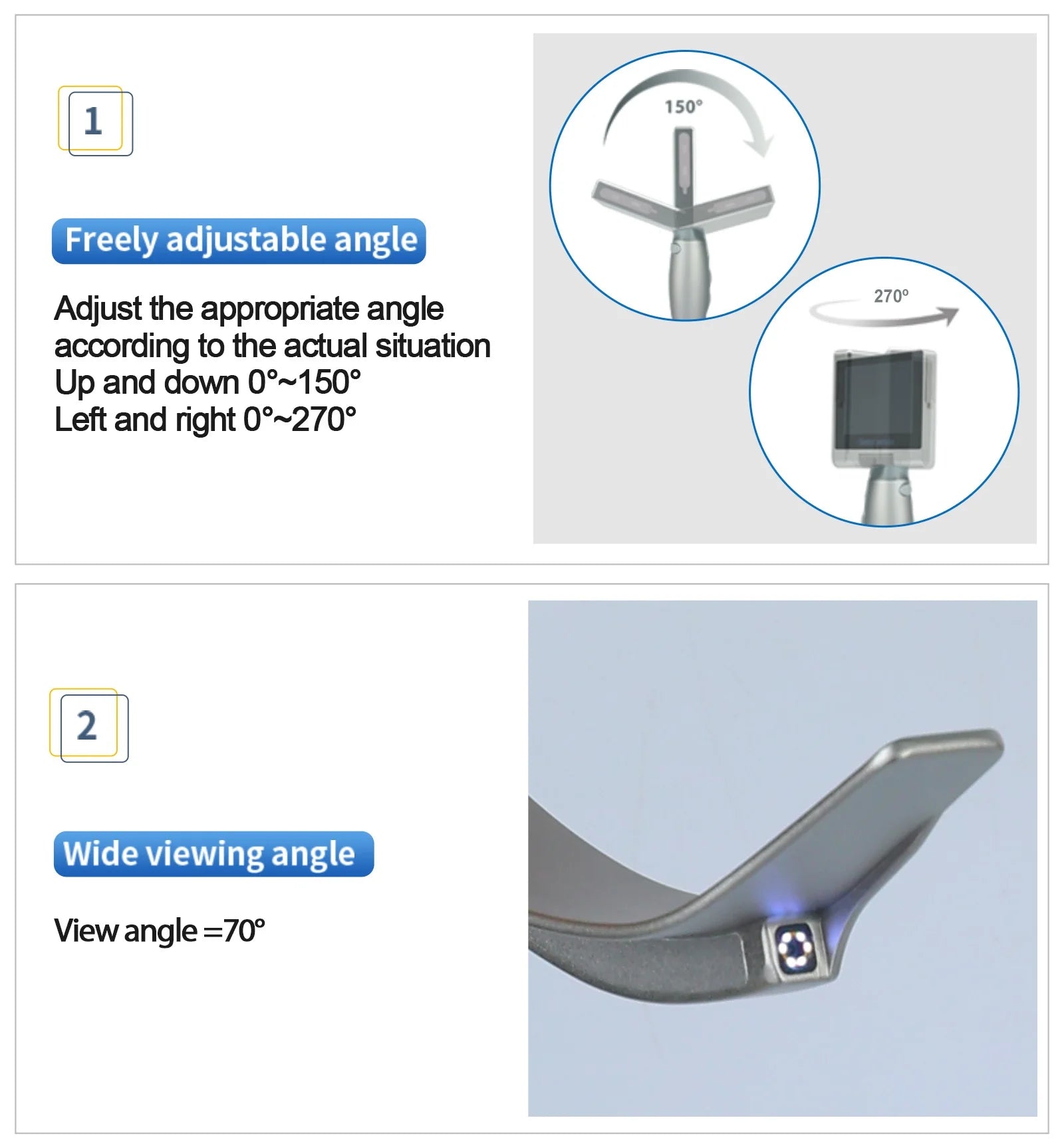 " Digital Video Laryngoscope – Touchscreen Anesthesia Scope with Reusable Blades