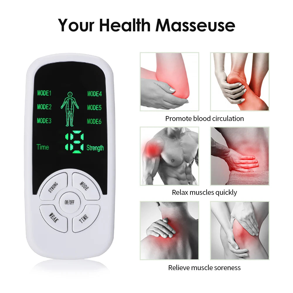 EMS TENS Muscle Stimulator – Physiotherapy Pulse Massager with 6 Modes