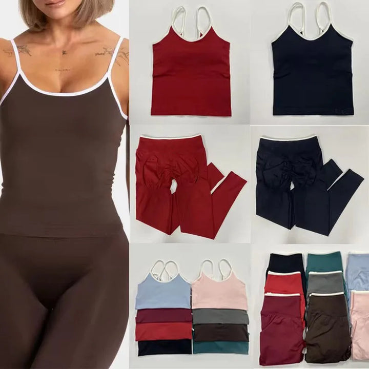 Women’s Seamless Yoga Set – Strappy Sports Bra & Stretch Leggings