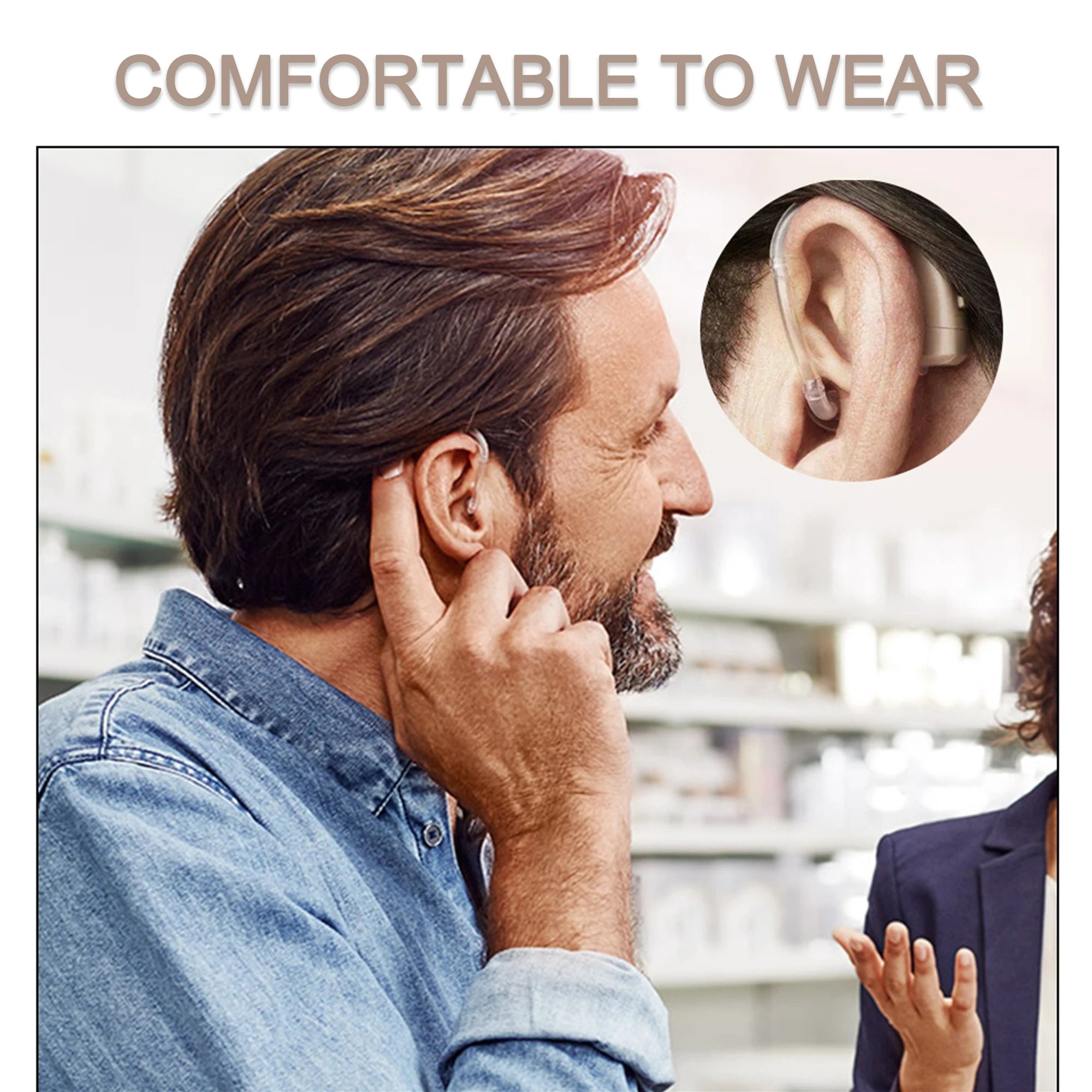 2024 BTE Digital Hearing Aid – Adjustable Tone Amplifier for Seniors