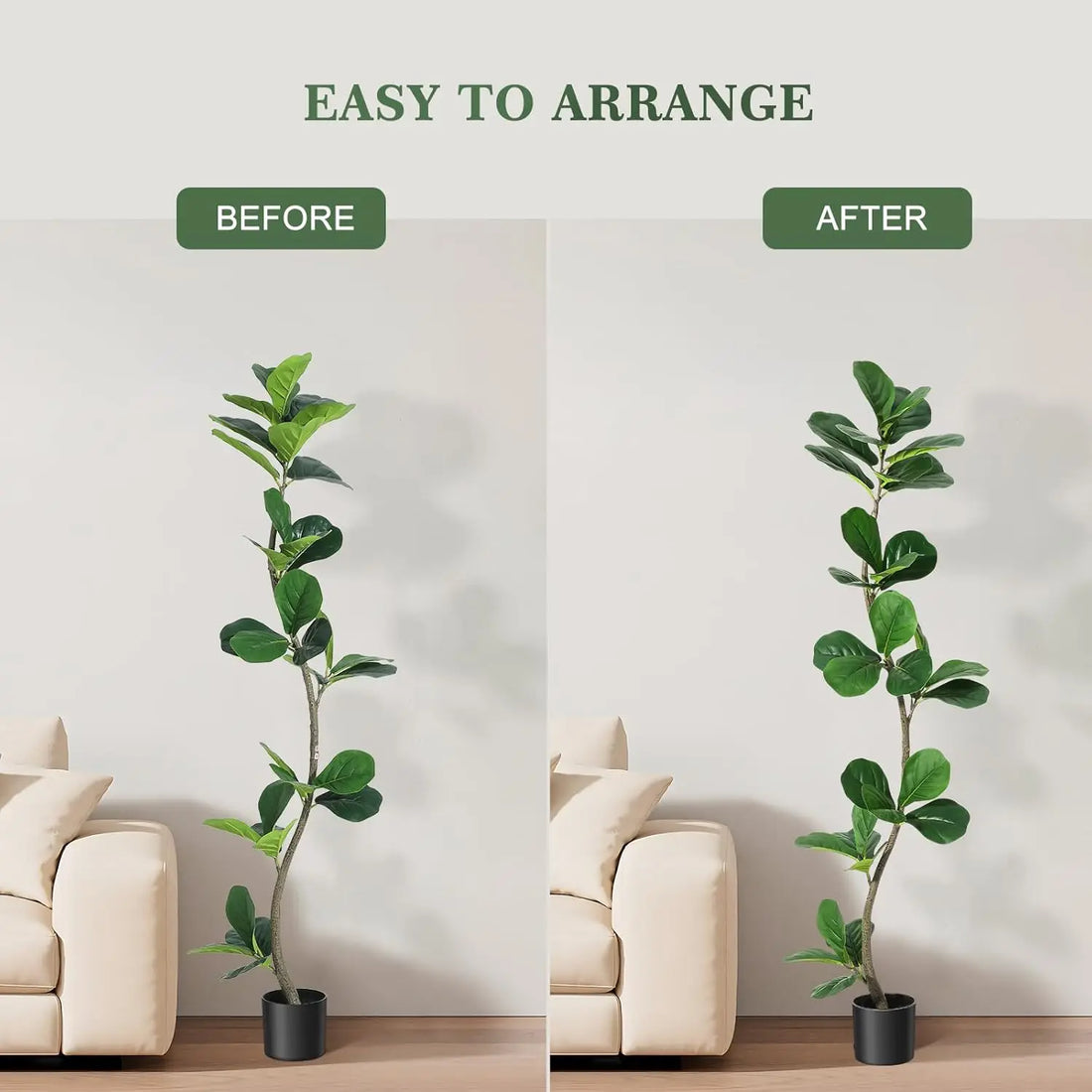 Artificial Fiddle Leaf Fig Tree – Faux Potted Indoor Plant