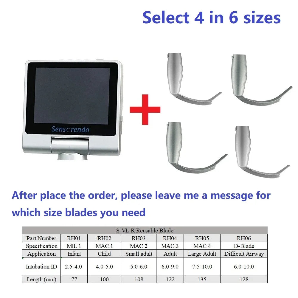 " Digital Video Laryngoscope – Touchscreen Anesthesia Scope with Reusable Blades