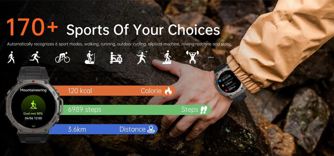 T-Rex 3 GPS Smartwatch – 10ATM Waterproof Military Sports Fitness Watch